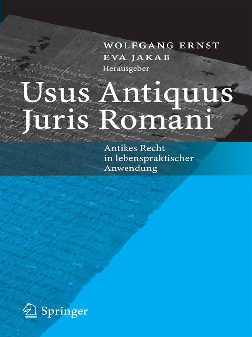 Title details for Usus Antiquus Juris Romani by Wolfgang Ernst - Available